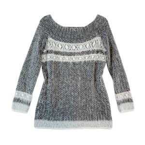 Sleeping On Snow Sweater Women's Medium Gray Wool Blend Off The Shoulder